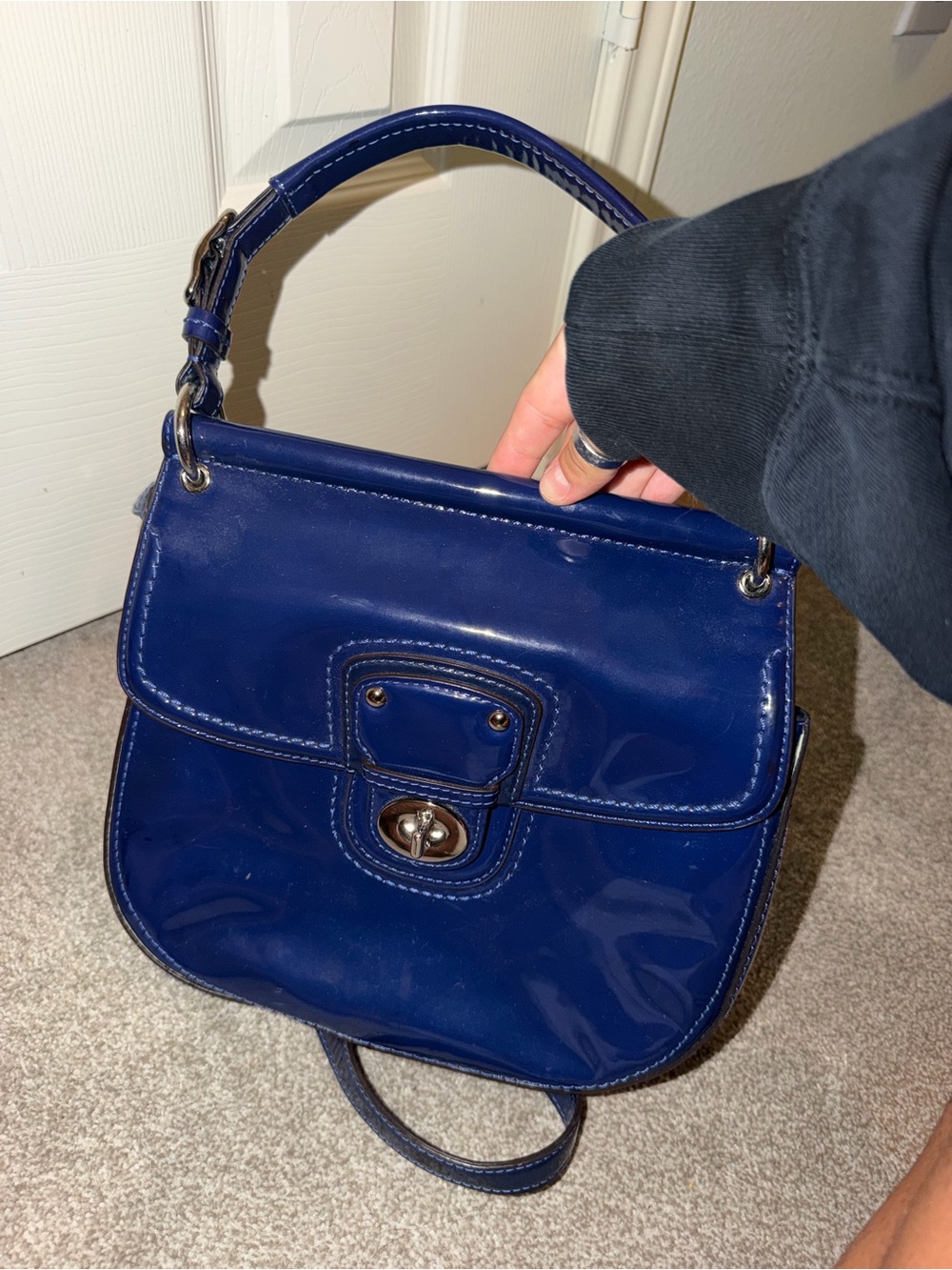 COACH Vintage Willis Patent Leather Cobalt Blue Bag 21244 Legacy